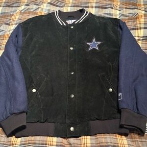 Dallas Cowboys Logo 7 Vintage Suede Leather/Wool Bomber Jacket Men’s Med